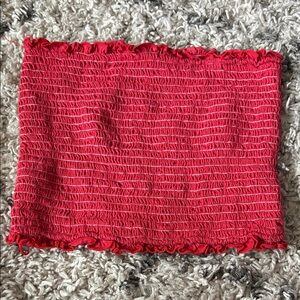 Vibrant Red Smocked Women's Top